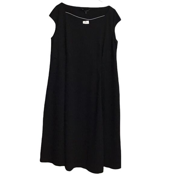 Lafayette 148 Black cap Sleeve Flared Knee Dress New With Tag And Flaw Size 2X - Picture 1 of 9